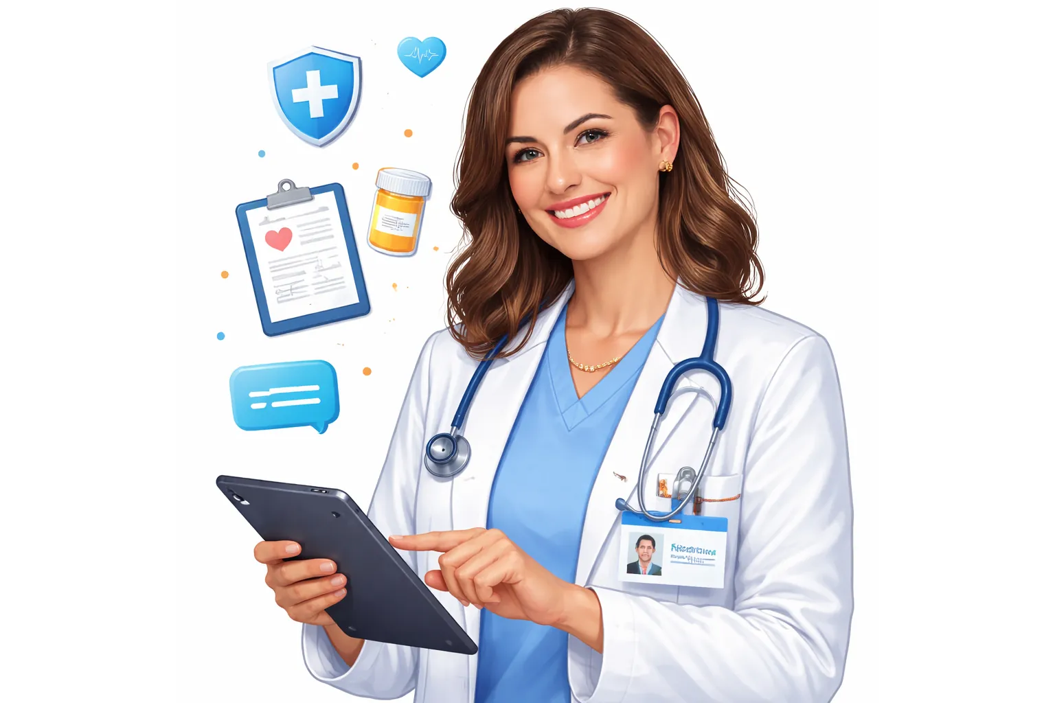 Healthcare professional using tablet